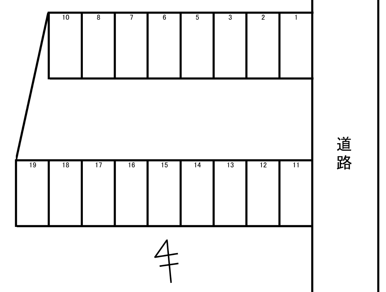 尾崎山2-114月極駐車場の駐車配置図