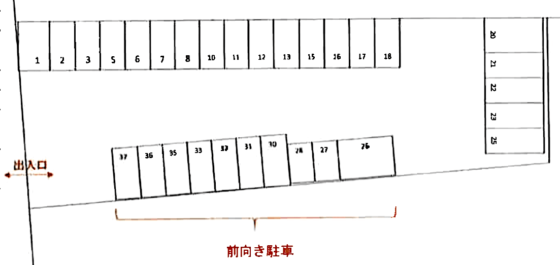 上原パーキングの駐車配置図