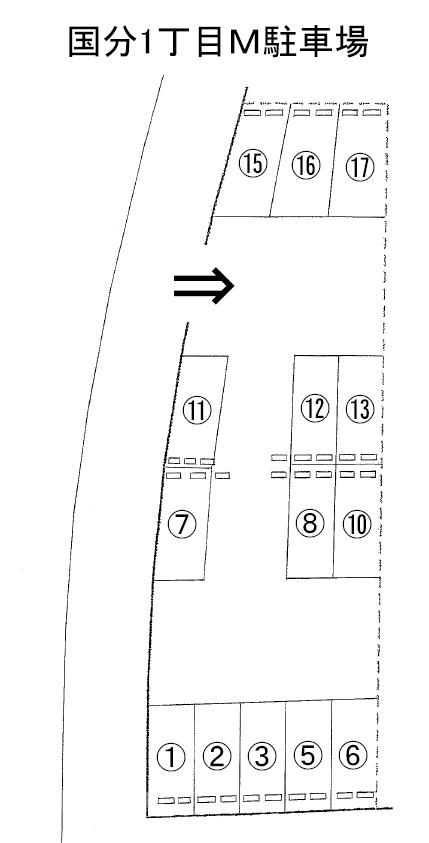国分1丁目Ｍ駐車場の駐車配置図