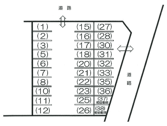 鞍月パーキングの駐車配置図