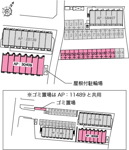 空港南Ⅲ(30409)　敷地外駐車場の駐車配置図