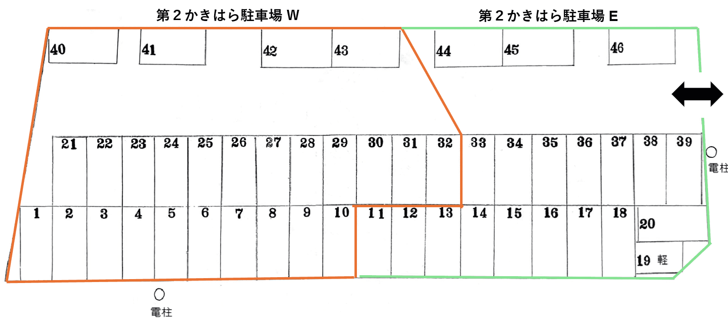 第２かきはら駐車場 Eの駐車配置図