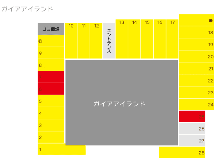 GAIA　ISLANDの駐車配置図