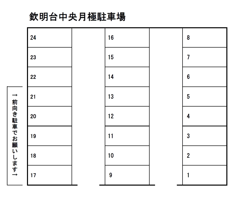 欽明台中央駐車場の駐車配置図