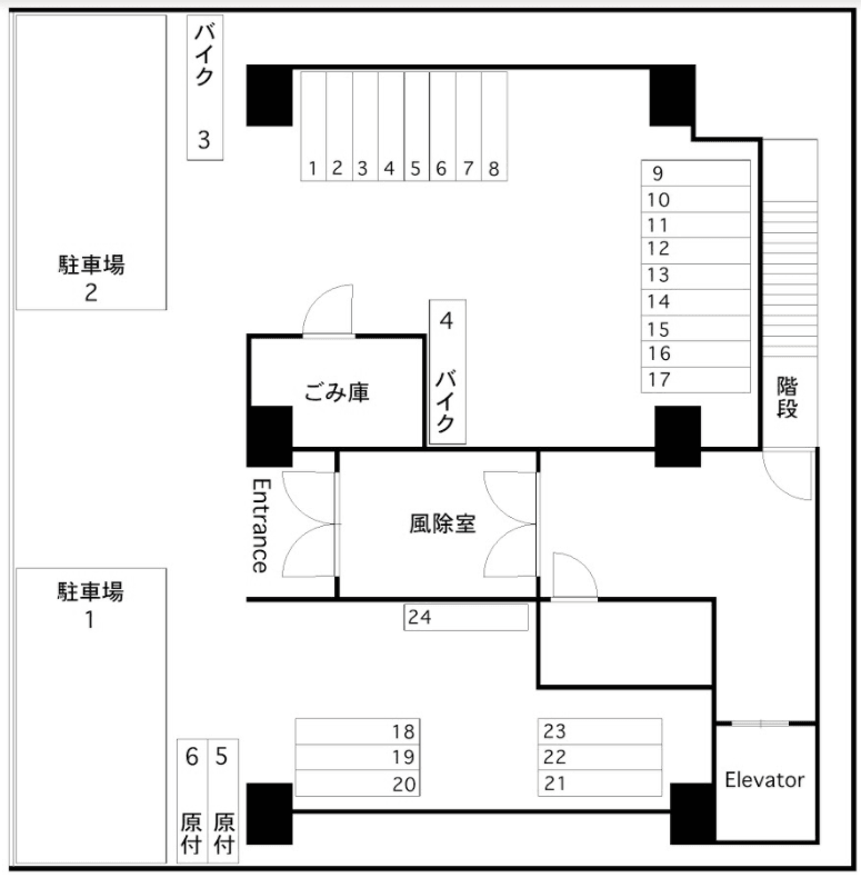 AQUA GALAXYの駐車配置図