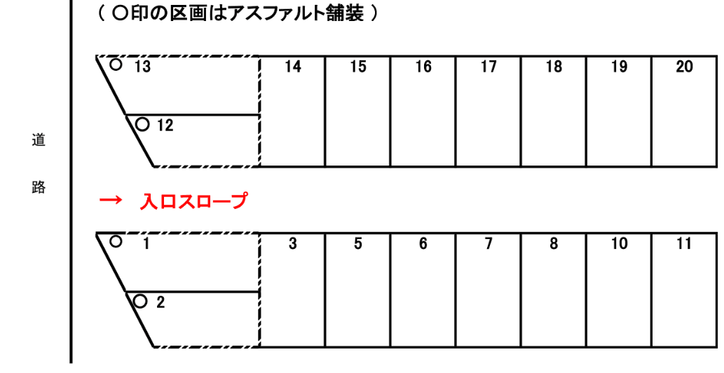 都築駐車場の駐車配置図