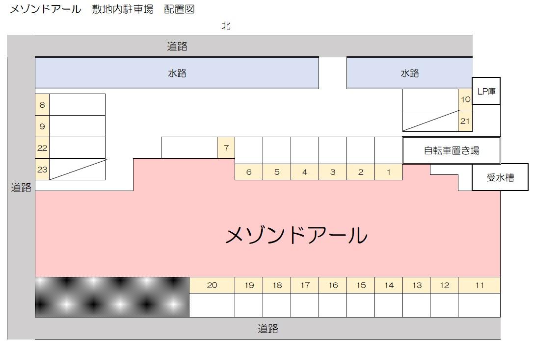 メゾンドアール　敷地内駐車場の駐車配置図