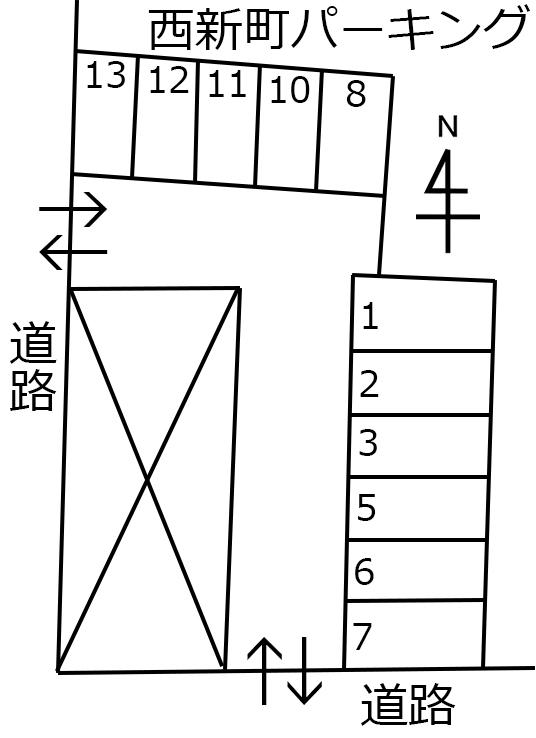 西新町パーキングの駐車配置図