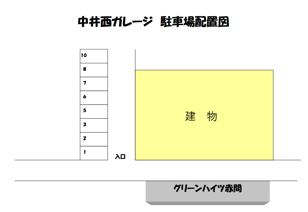 中井西ガレージの駐車配置図