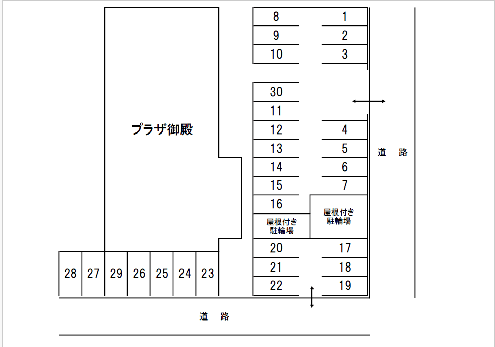 プラザ御殿駐車場の駐車配置図