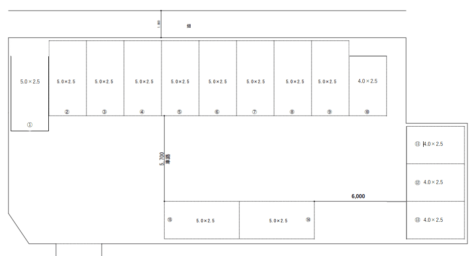 石原町公園前駐車場の駐車配置図