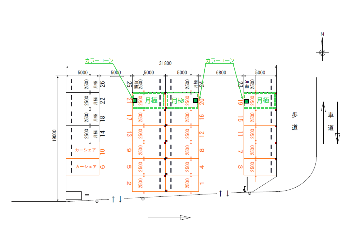 ラクピー大手町第2の駐車配置図