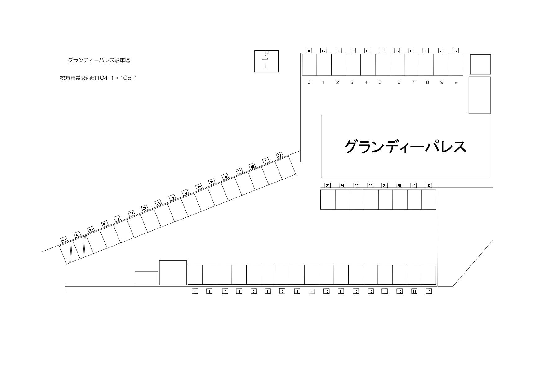 グランディーパレス駐車場の駐車配置図