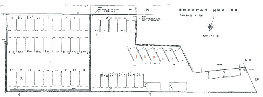 港町駐車場の駐車配置図