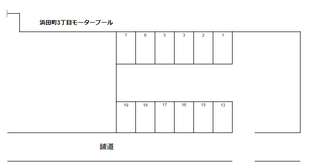 浜田3丁目モータープール（1）の駐車配置図