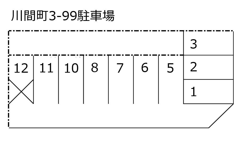 川間町3-99駐車場の駐車配置図