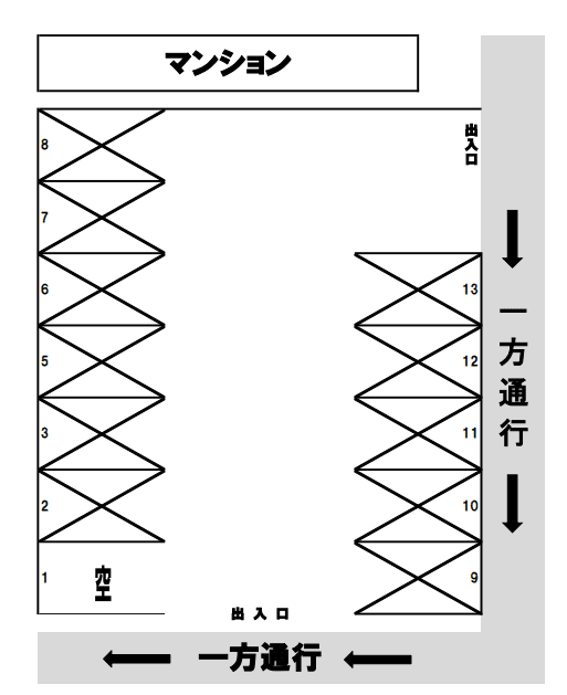 神明町高橋第一駐車場の駐車配置図