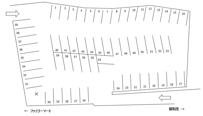 渡嘉敷金城駐車場の駐車配置図