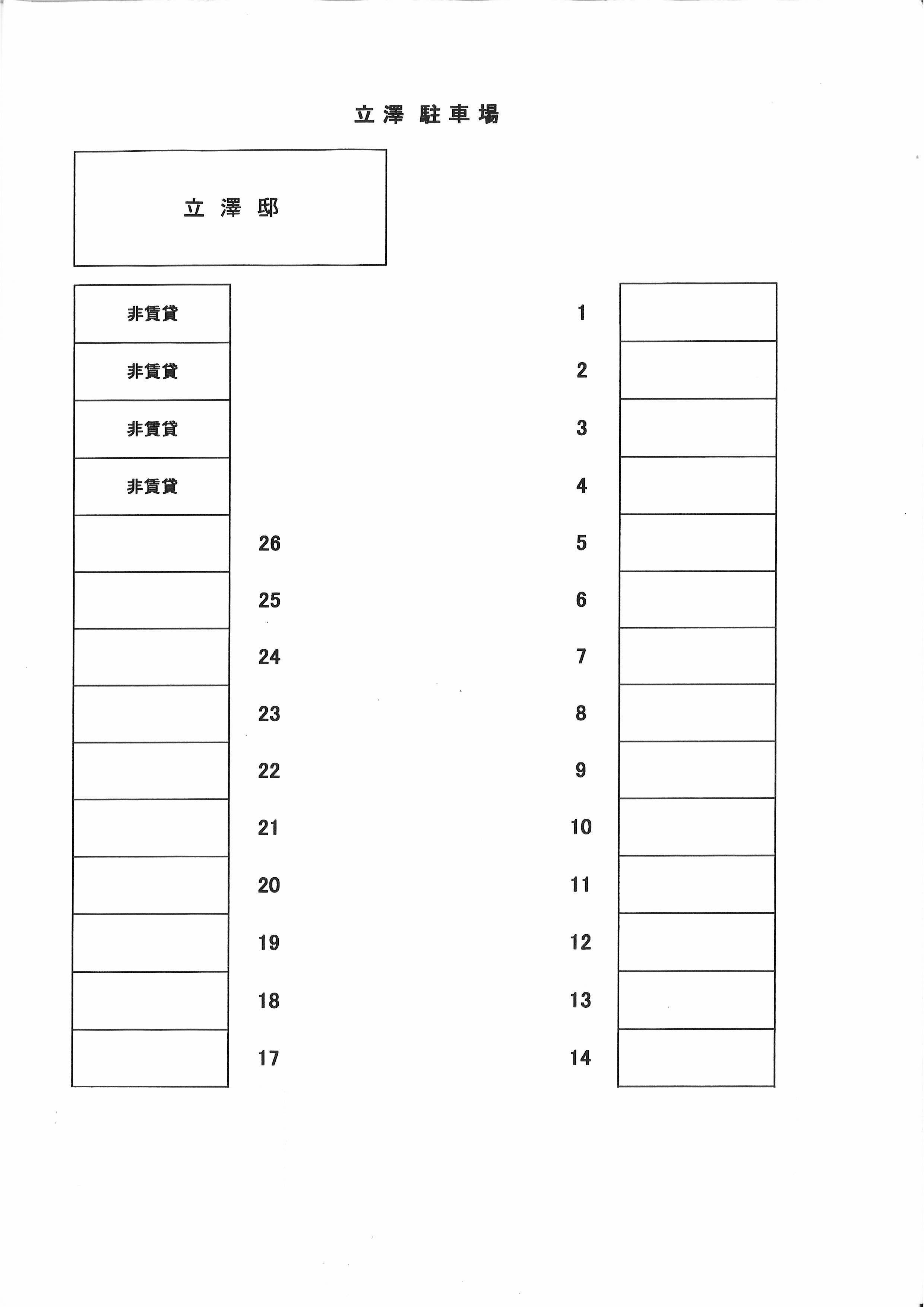 立澤駐車場の駐車配置図