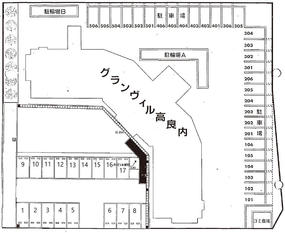 グランヴィル高良内の駐車配置図