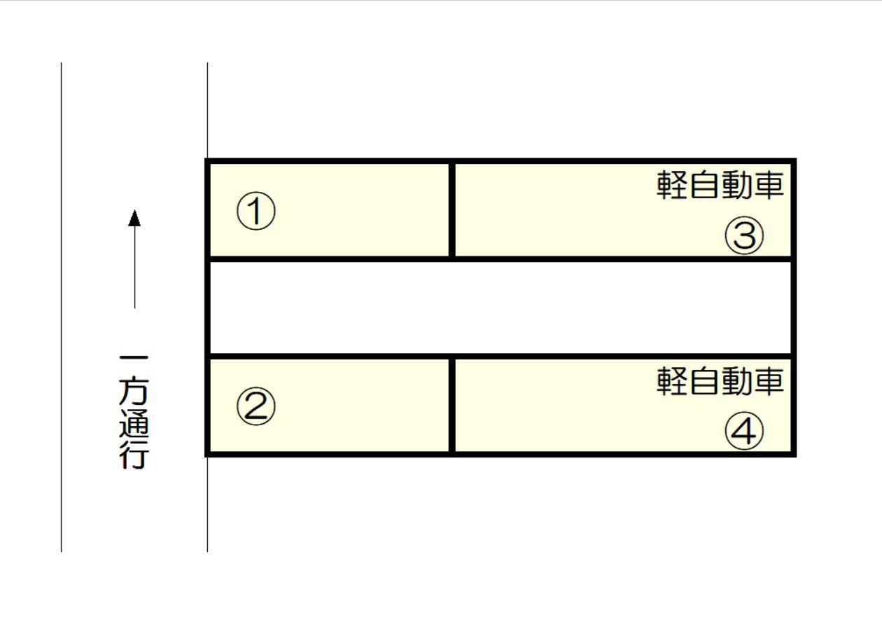 よつばガレージの駐車配置図