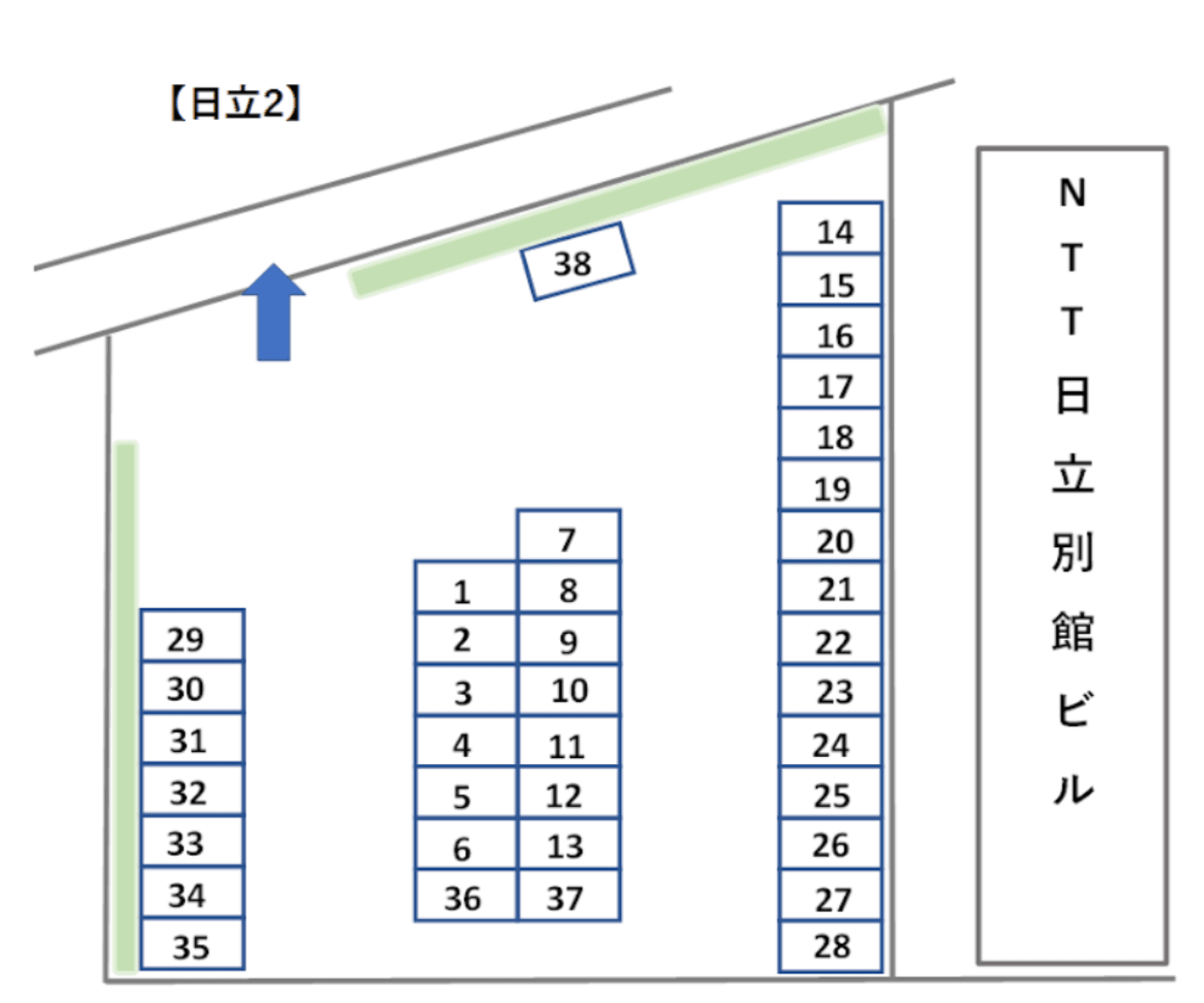 日立2駐車場の駐車配置図