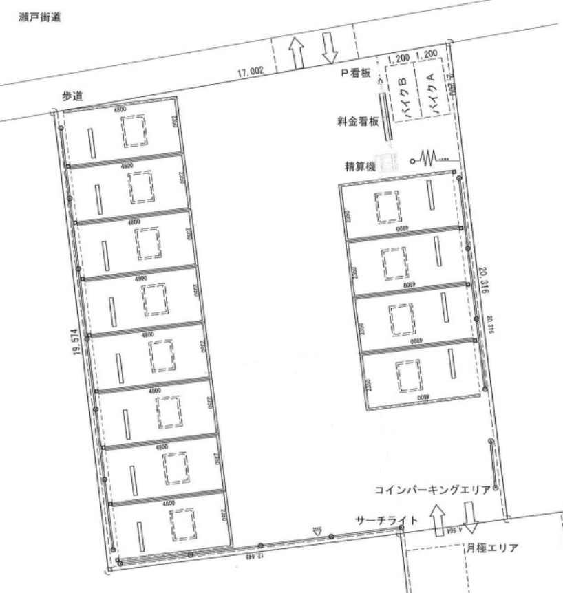 FK廿軒家バイク駐車場の駐車配置図