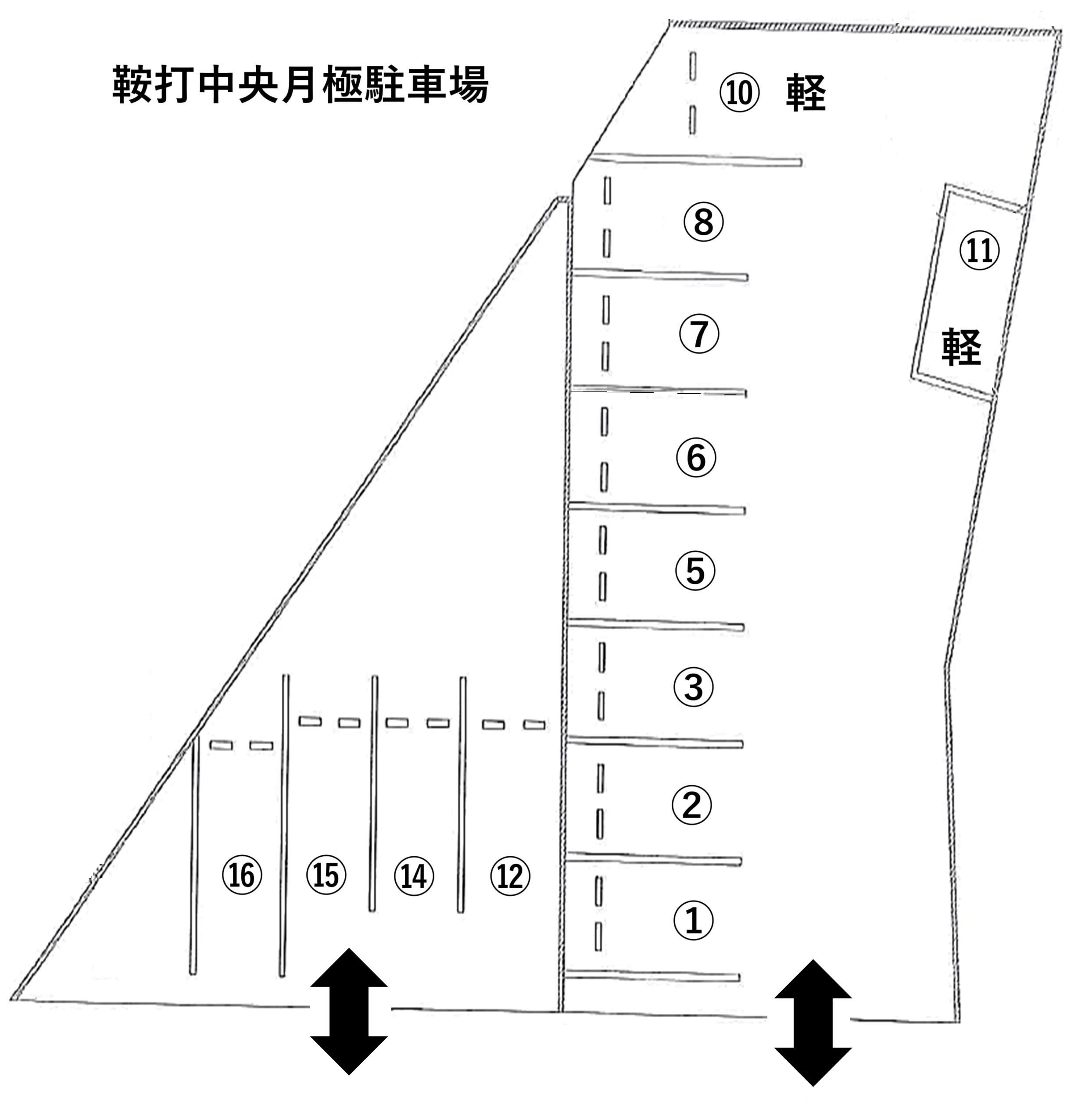 鞍打中央月極駐車場の駐車配置図