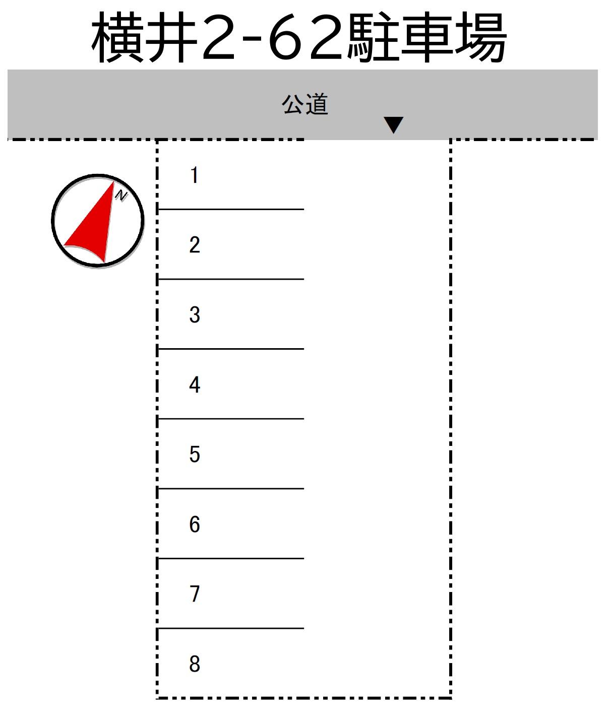横井2-62駐車場の駐車配置図