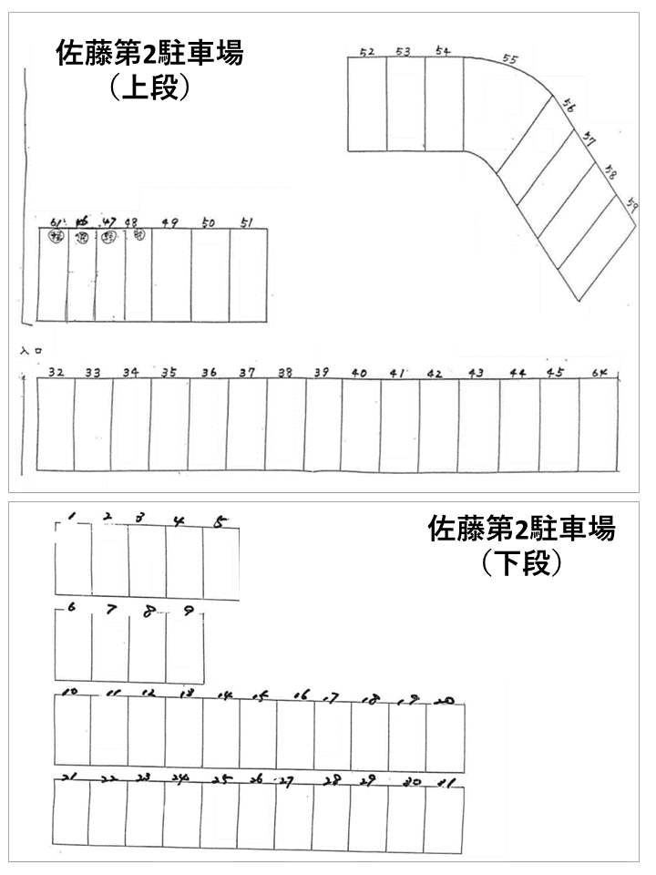 佐藤第2　駐車場の駐車配置図