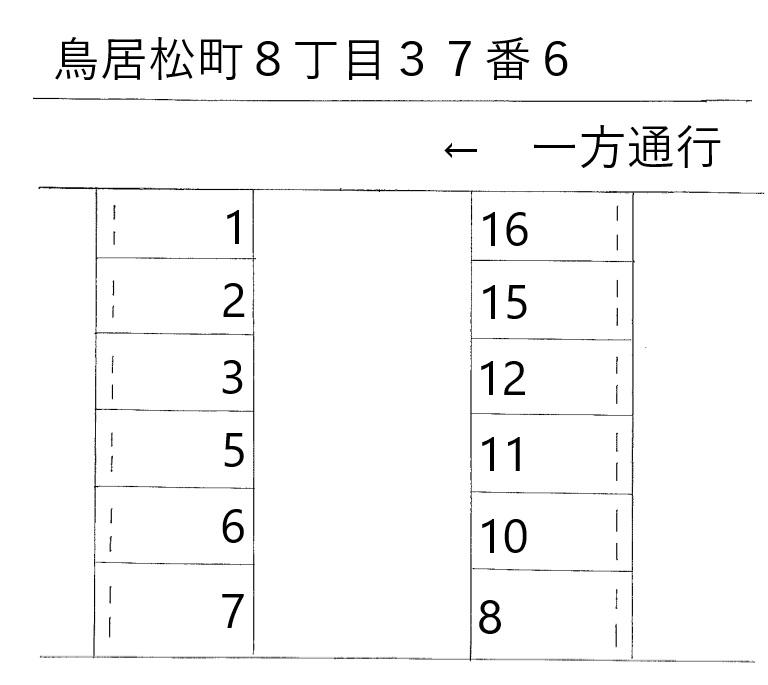鳥居松町８丁目３７番６の駐車配置図