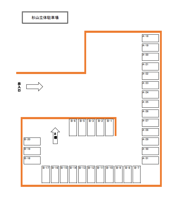 杉山立体駐車場の駐車配置図