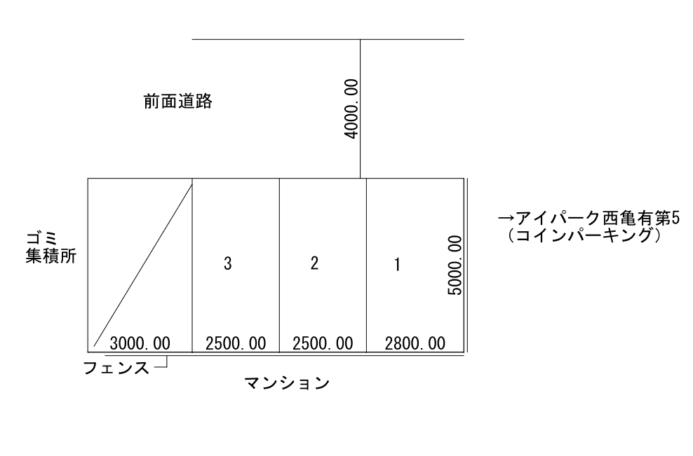 葛飾区西亀有第9の駐車配置図