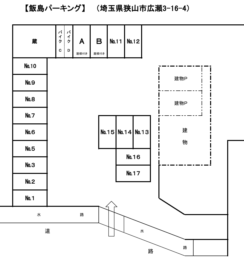 飯嶌パーキングの駐車配置図