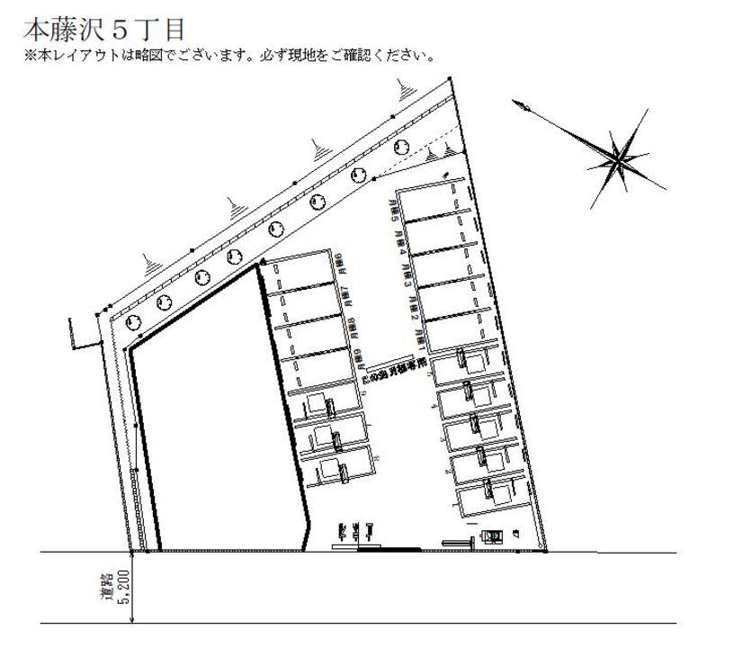 本藤沢５丁目の駐車配置図