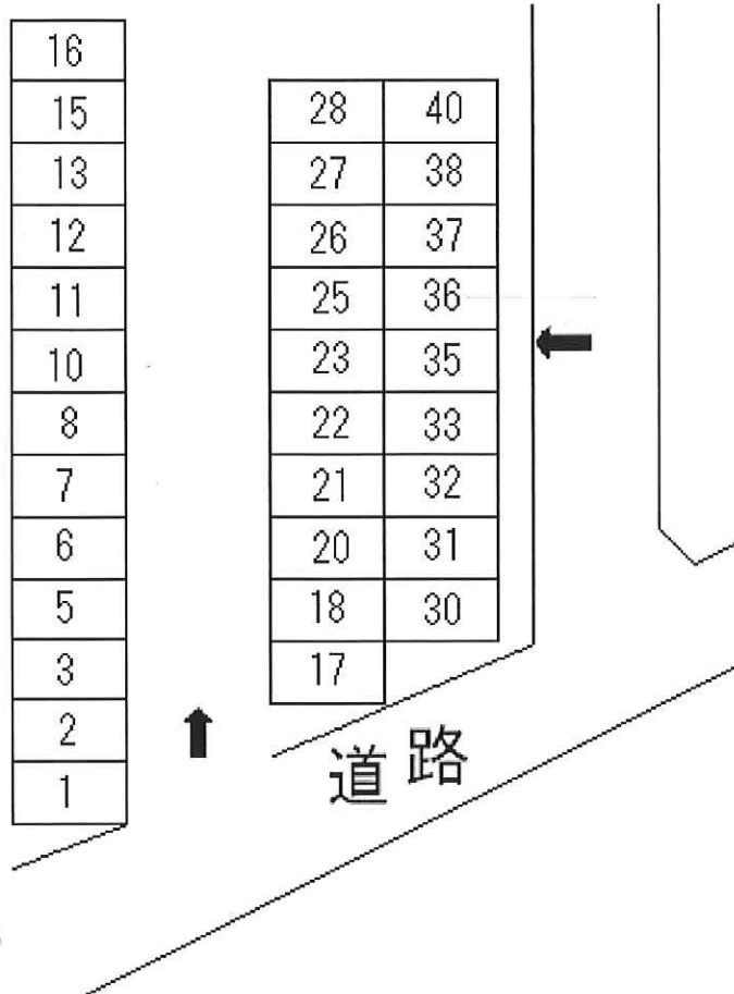 西原第二駐車場の駐車配置図