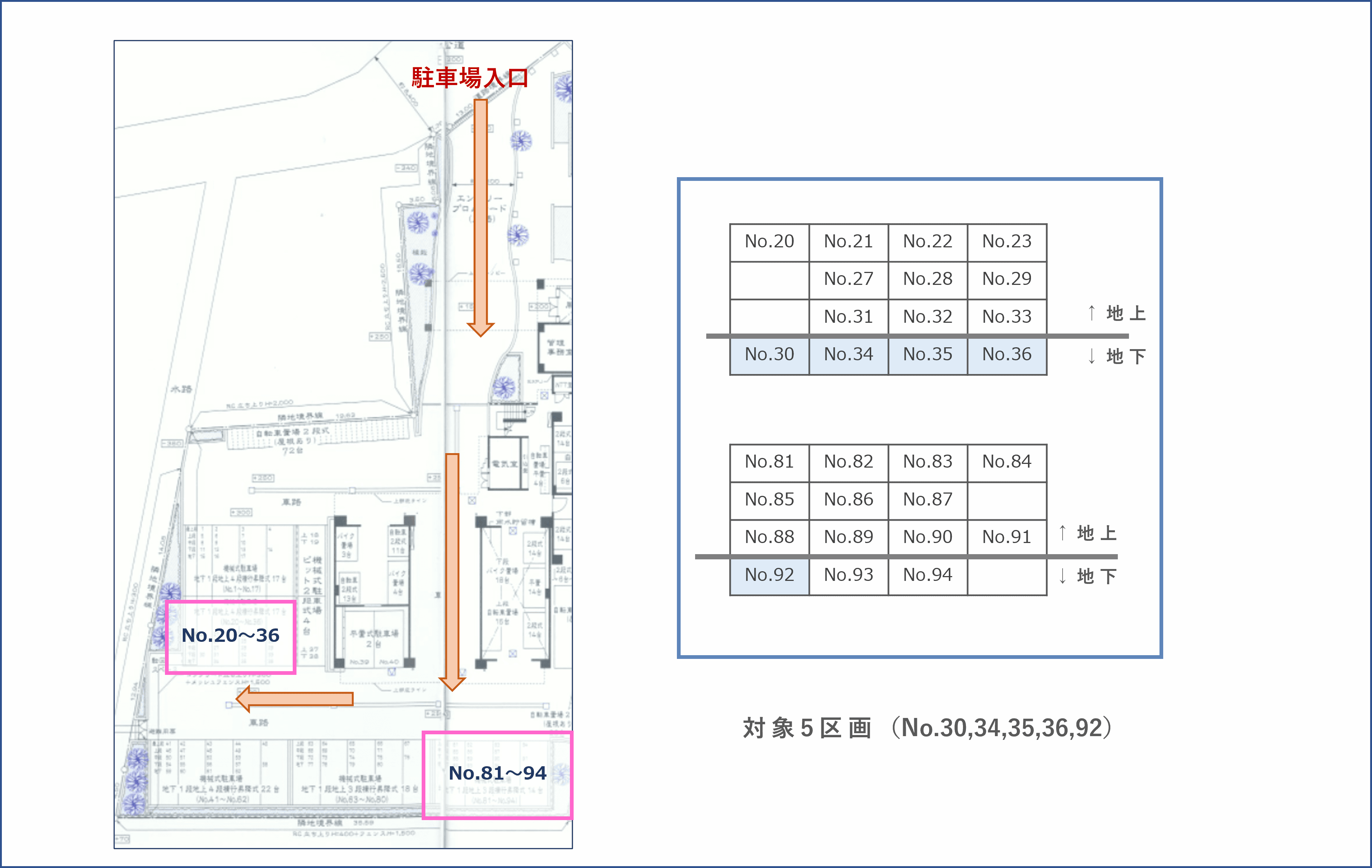 上小田中２丁目駐車場の駐車配置図