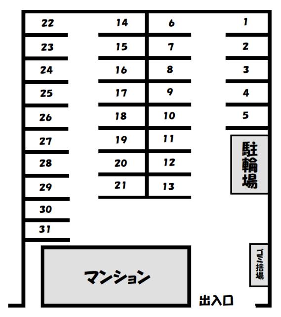 松原ハイランズ駐車場の駐車配置図