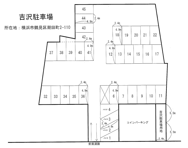吉沢駐車場の駐車配置図