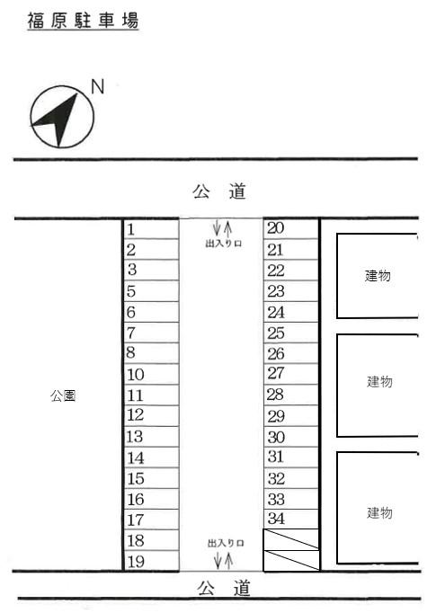 福原駐車場の駐車配置図