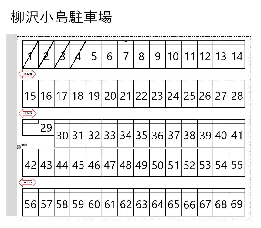 柳沢小島駐車場の駐車配置図