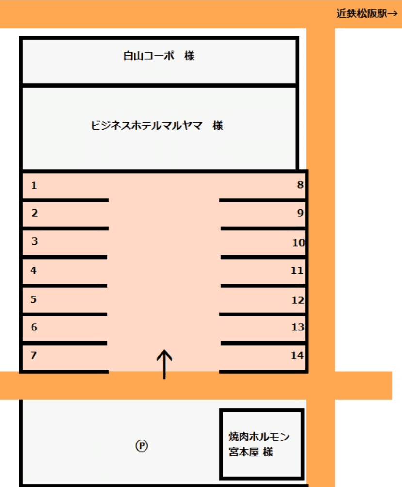 中峰駐車場の駐車配置図