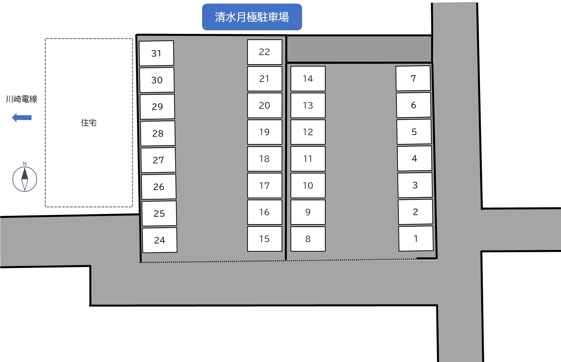 清水月極駐車場の駐車配置図