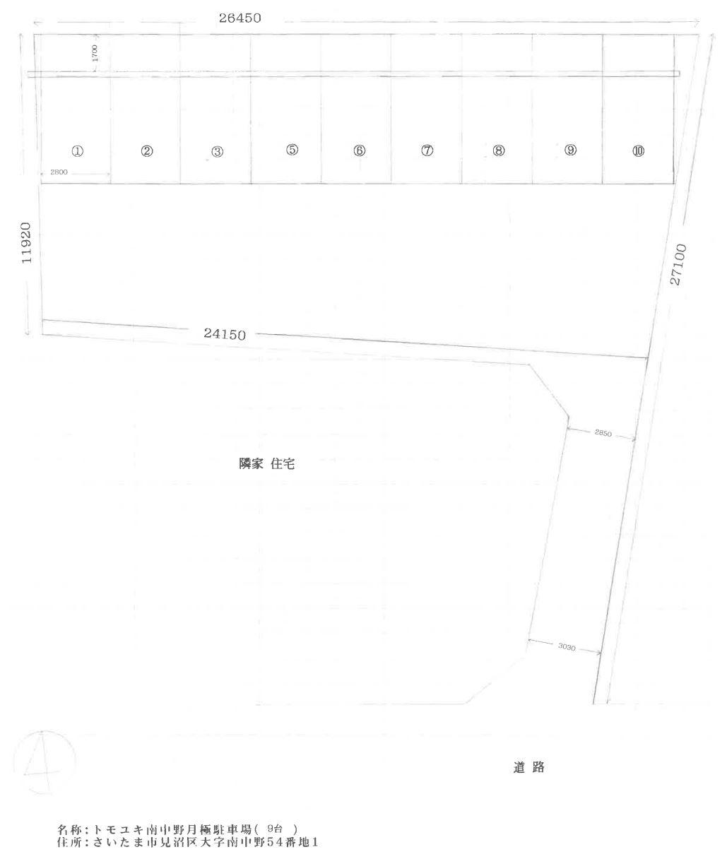 トモユキ南中野月極駐車場1の駐車配置図