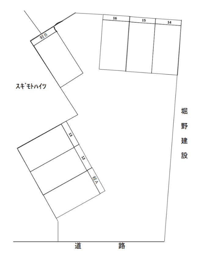 スギモトハイツ駐車場の駐車配置図