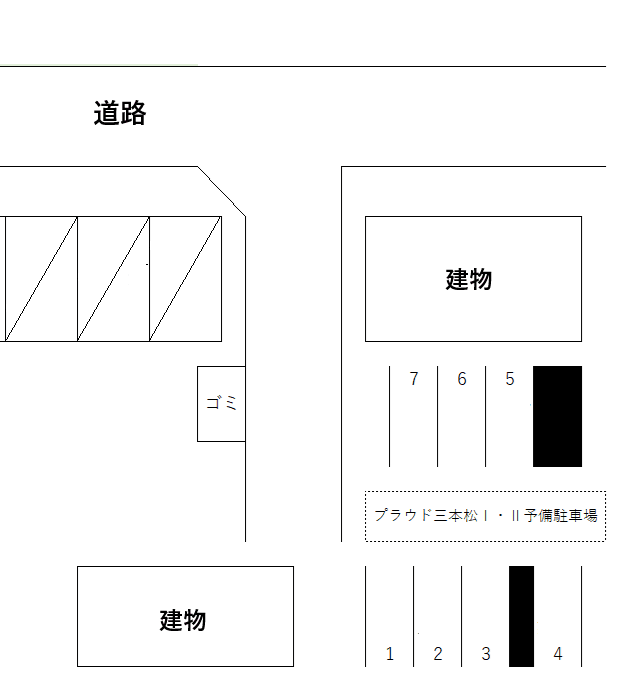 プラウド三本松Ⅰ・Ⅱ予備駐車場の駐車配置図