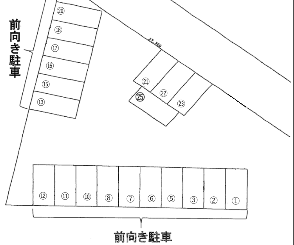 竹元上の山下月極駐車場の駐車配置図