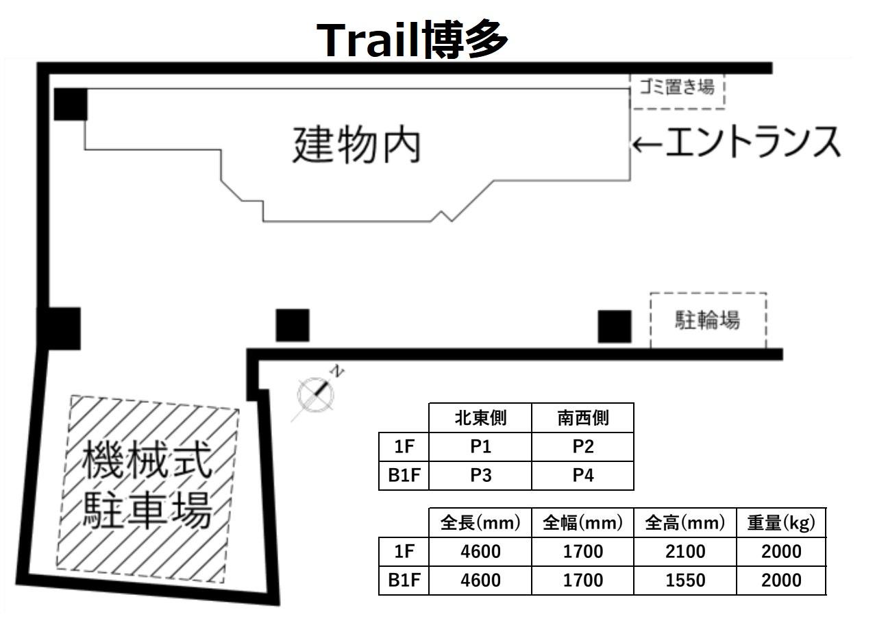 Trail博多の駐車配置図