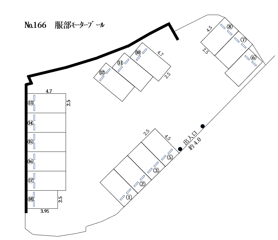 服部 ﾓｰﾀｰﾌﾟｰﾙの駐車配置図