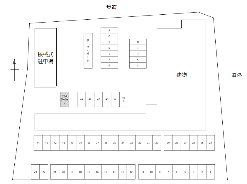 アルテージ錦駐車場の駐車配置図